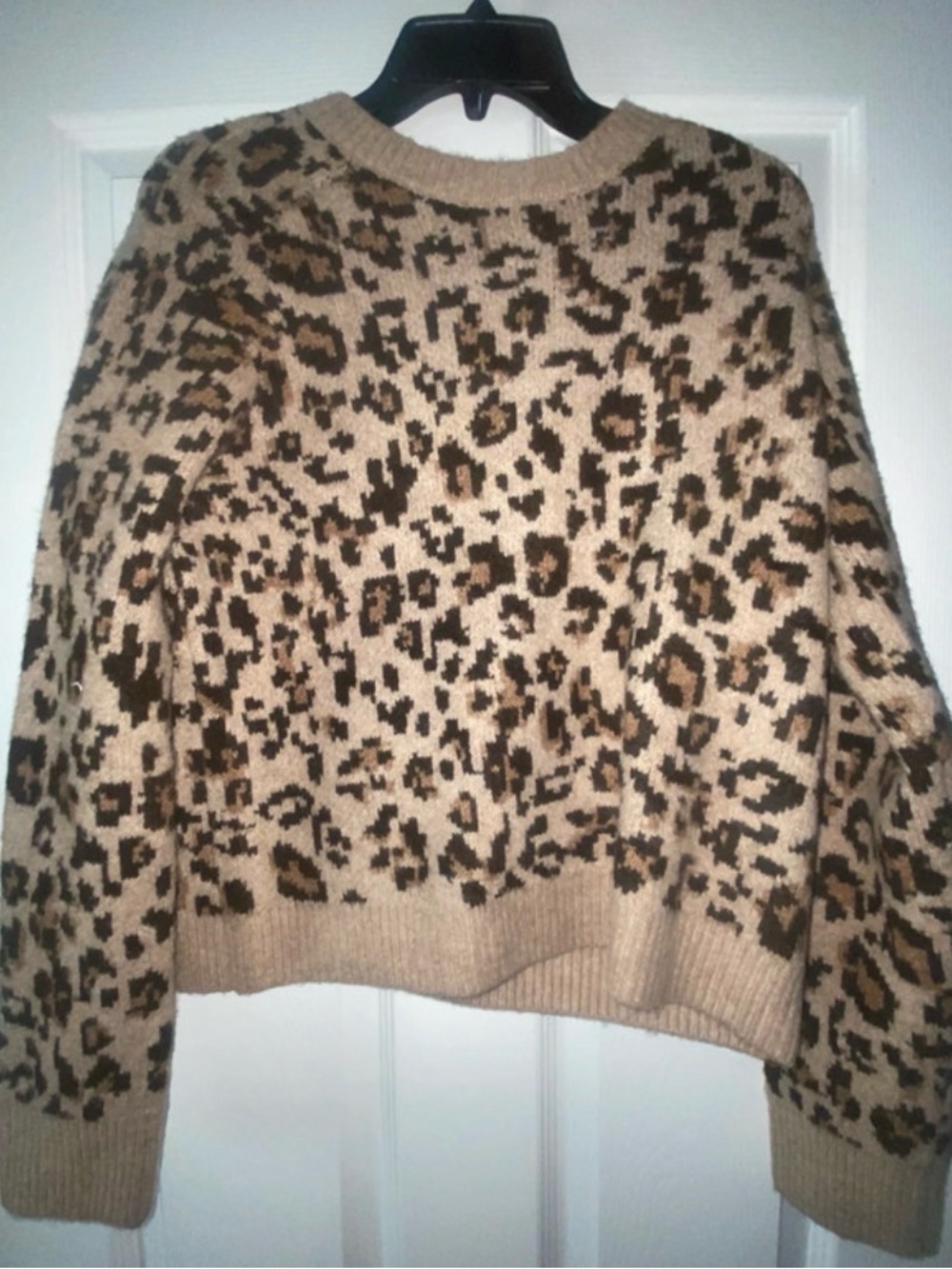 Lucky Brand Beige and Brown Leopard Crewneck Sweater